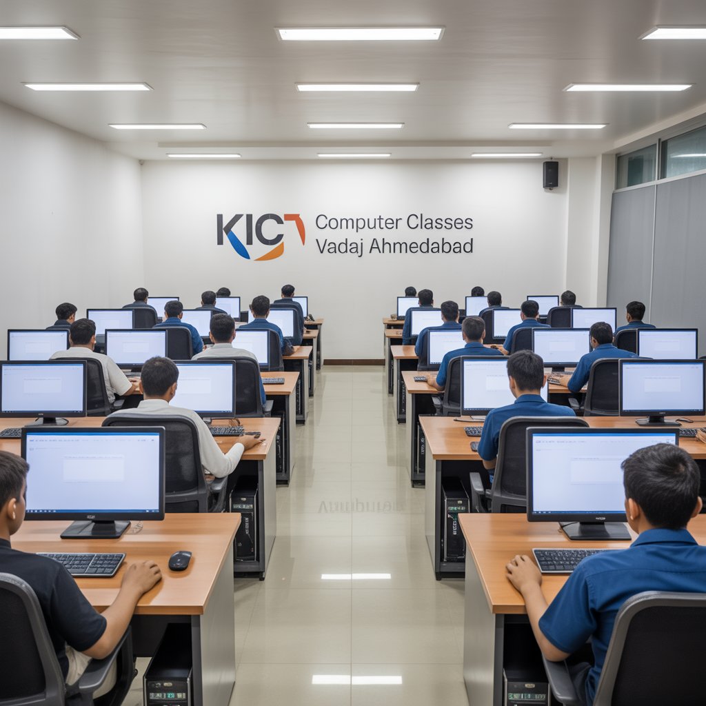 Computer Lab at KICT Computer Classes Vadaj Ahmedabad Ahmedabad - Modern classroom with latest technology